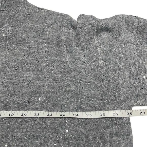 H&M Gray Melange and Sequin Embellished Crew Sweater - Picture 7 of 9
